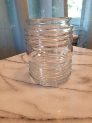 Vintage Ribbed Porch Ceiling Globe Clear Glass Jelly Jar Light Shade 3 " Fitter