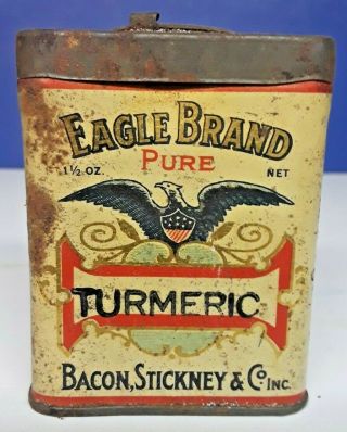 Vintage Spice Tin - Eagle Brand - Turmeric - Bacon,  Stickney & Co.  Albany Ny