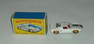 Vintage Lesney Matchbox Ford Gt Racer 38:1 Scale Die - Cast Car 41