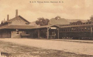 Postcard B & M Railroad Station Claremont Nh Hampshire Circa 1910