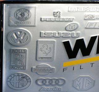Vintage Wix Filters Import Cars Single Sided Metal Sign Foreign Flags & Cars GC 2
