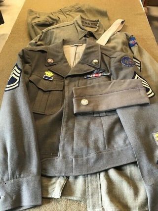 Ww2 Usaaf Tsgt 8th Air Force Uniform Group With British Made Insignia - Complete