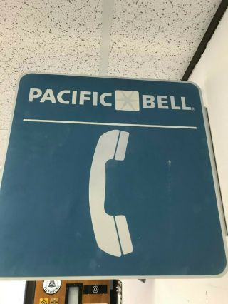 Vintage Pacific Bell Pay Phone Metal Flange Sign 18 " X 18 " 2 " Flange