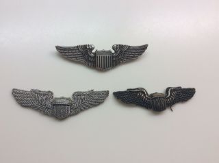 Wwii Us Aaf Luxenberg Sterling York Pilot Wings & 2 Metallic Emblem Patches