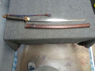 Wwii Japanese Army Officer Shin Gunto Sword - Signed Tang - W/ Scabbard & Tassel