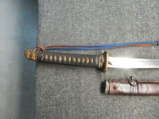 WWII JAPANESE ARMY OFFICER SHIN GUNTO SWORD - SIGNED TANG - W/ SCABBARD & TASSEL 3