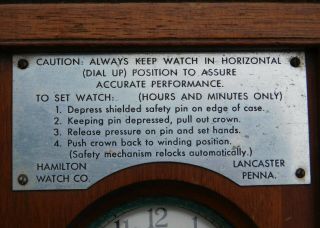 WWII U.  S.  NAVY HAMILTON CHRONOMETER DECK WATCH CLOCK & CASE DATED 1942 3
