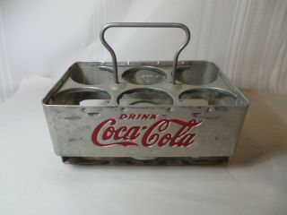 Vintage COCA COLA Coke Aluminum Metal DRINK CARRIER 6 - Pack Bottle Caddy 3