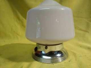 Vintage White Milk Glass School House Ceiling Light Shade Globe & Fixture