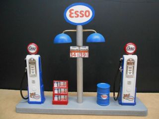 " Esso " Gas Pump Island Display W/gas Price Sign,  1:18th,  Hand Crafted,