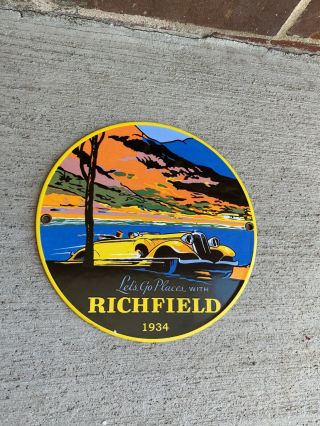 Richfield Oil Gas Gasoline Porcelain Sign