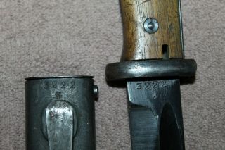 Ww2 German Army K98 Bayonet W/matching Scabbard,  " 43 Asw " Stamped,  Vg