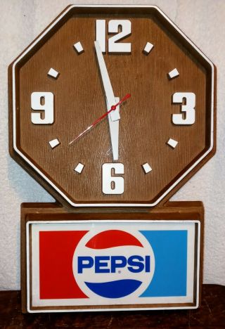 Vintage Pepsi Cola Advertising Wall Clock Sign 13”x20” Clock