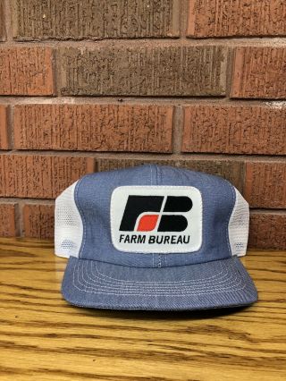 Vintage Farm Bureau Hat Cap Mesh Trucker Snapback K - Brand Co - Op Seeds Patch Usa