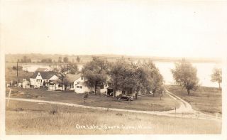 H9/ South Lyon Michigan Rppc Postcard C50s Ore Lake Cottages Autos
