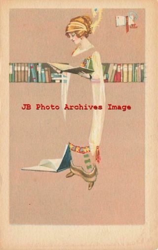 Coles Phillips,  W.  B.  Clarke Advertising Card,  Fade Away,  Woman Reading Book
