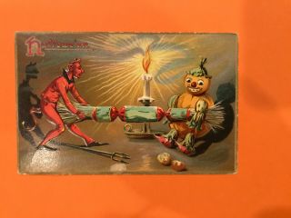 Vintage Halloween Postcard Raphael Tuck & Sons Series No 150 - Devil & Jol