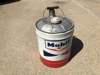 Vintage Mobilube Mobil Oil/gas Can 5 Gallon Pegasus Flying Horse Socony