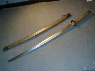 Japanese WWll Army officer ' s NCO sword in mountings,  wood scabbard late war 2