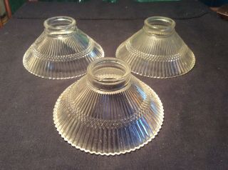 Vintage Set Of 3 Holophane Shades Small Odd Fitter Size