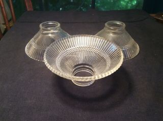 Vintage Set of 3 Holophane Shades Small Odd Fitter Size 2