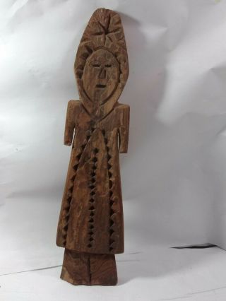 Tarahumara Indian Vintage,  Old Bark Spirit Doll,  Carved Wood Folk Art Mexico 16 H