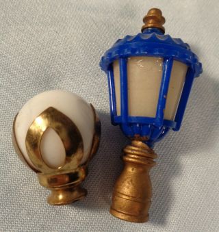 2 Lamp Shade Finials White Glass Ball Plastic Pole Light Toppers