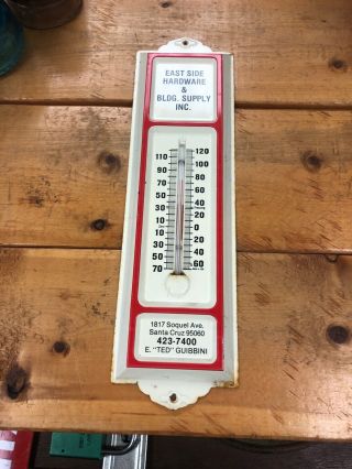 Vintage Metal Hardware Advertising Thermometer East Side Hardware Santa Cruz