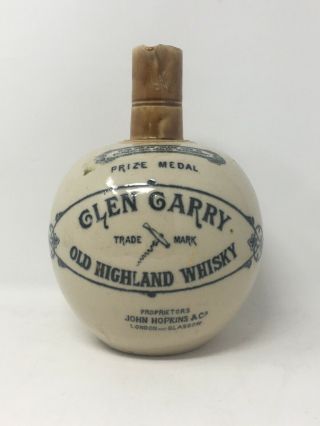 Vintage Glen Garry Old Highland Whisky Jug Glasgow Pottery Empty Bottle