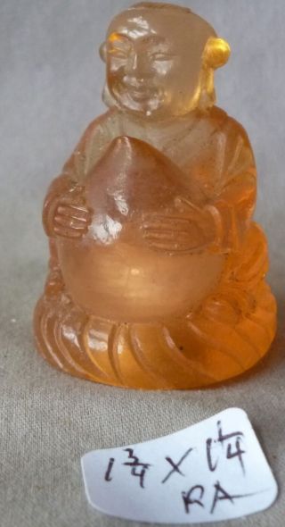 Lamp Finial Asian Cast Resin Buddha Amber Color1 3/4 " H X 1 1/4 " (per Each)
