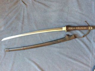 WWII Japanese Army officer ' s samurai Gunto sword Signed 2