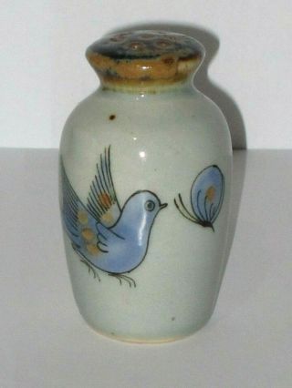 Ken Edwards Hand Painted Stoneware Bird Flower Butterfly Salt / Pepper Shaker
