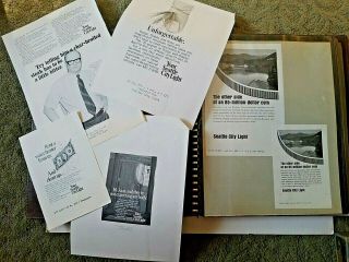 Vintage Seattle City Light 40 Page Binder Full Of Print Ads From 1968 & 1969