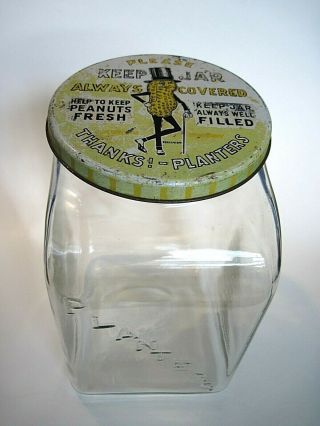 Vintage Planters Fresh Peanuts Glass Embossed Jar,  Streamline,  Store Display