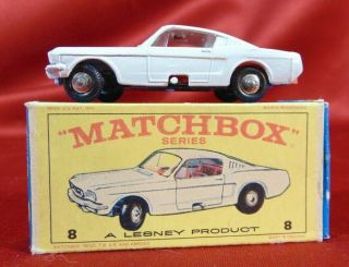 Lesney Matchbox Ford Mustang 8 Box Red Interior Steering Near Exc