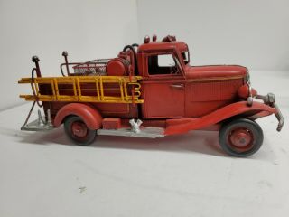 Red Vintage Style 12 " Metal Fire Truck Home Decor,  Display Piece