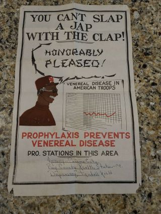 Vintage World War 2 Propaganda Poster Japanese Venereal Disease