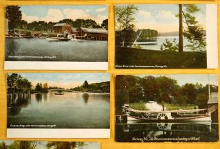 30 Postcards All from NORWAY Maine ME Steamer Pennesseewassee Lake Landing Wharf 6