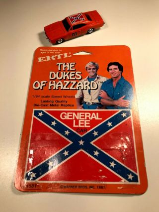 1981 The Dukes Of Hazzard - Ertl - General Lee & Backing Card -