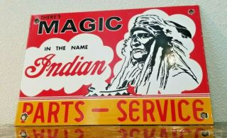 Vintage Indian Motorcycle Porcelain Ad Gas Bike Service Station Pump Plate Sign
