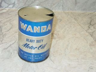 Vintage Wanda Heavy Duty Motor Oil Metal 1 Quart Empty Can