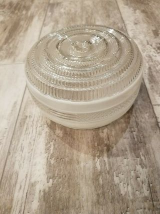 Vtg Mid Century Glass Shade Ceiling Light Globe Clear Frosted White Art Deco 6.  5