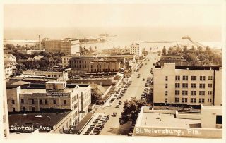 Fl 1920’s Unusual Florida Real Photo Central Ave Looking East St Petersburg Fla