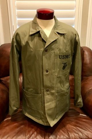 U.  S.  Wwii Field Camouflage Usmc P41 Hbt Utility Jacket “mint Condition”