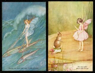 2 X 1930,  S Ida Outhwaite Elves & Fairies Postcards Series 73 A & C Black Ltd