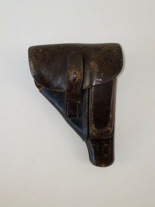 Vintage Ww2 Era German Brown Leather Holster Ppk Mauser Luger Shape Wwii