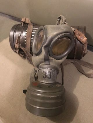 Wwii German Army Gas Mask W/ Canister Dated 1943