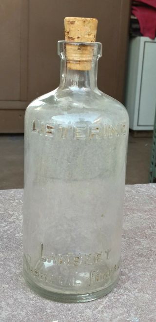 Vintage Listerine - Lambert Pharmacal Co.  Glass Bottle With Cork