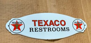 Texaco Restroom Pump Service Gas Motor Oil Advertising Porcelain Sign