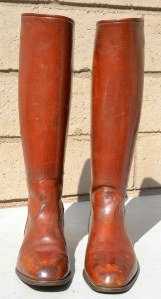 Vintage German Tall Brown Leather Boots Korso Maker Sole